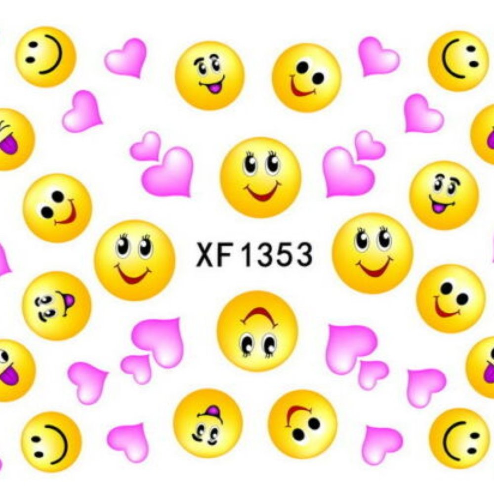 Smile Heart Emoji Nail Water Decals